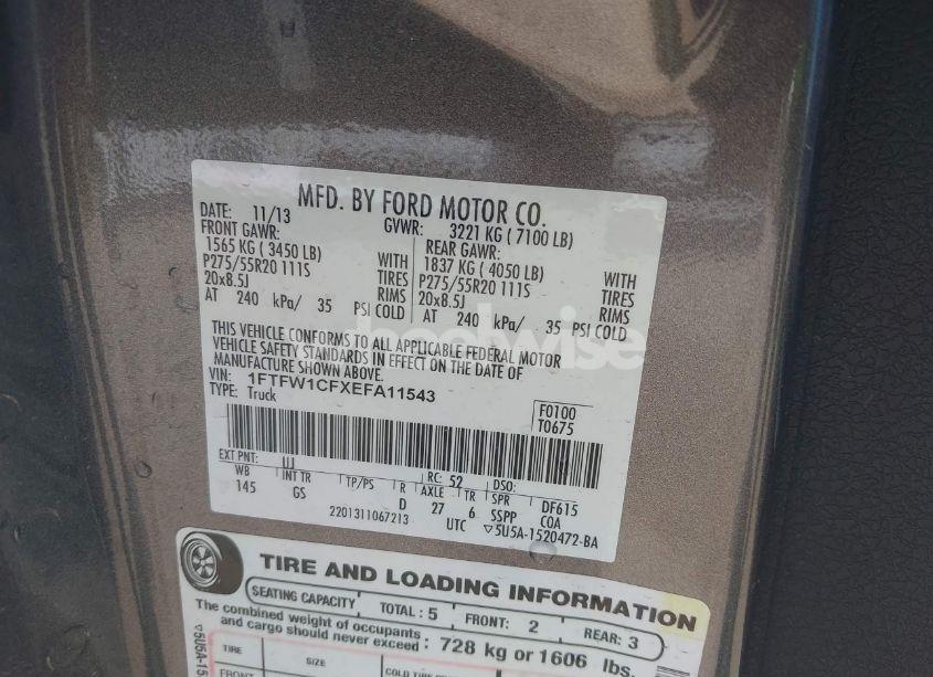 Photo 9 of 2014 Ford F-150 XLT (VIN 1FTFW1CFXEFA11543)