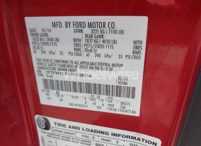 Photo 9 of 2014 Ford F-150 FX2 (VIN 1FTFW1CFXEFC08034)