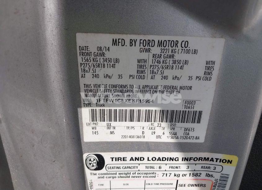 Photo 9 of 2014 Ford F-150 XLT (VIN 1FTFW1CFXEKF15954)