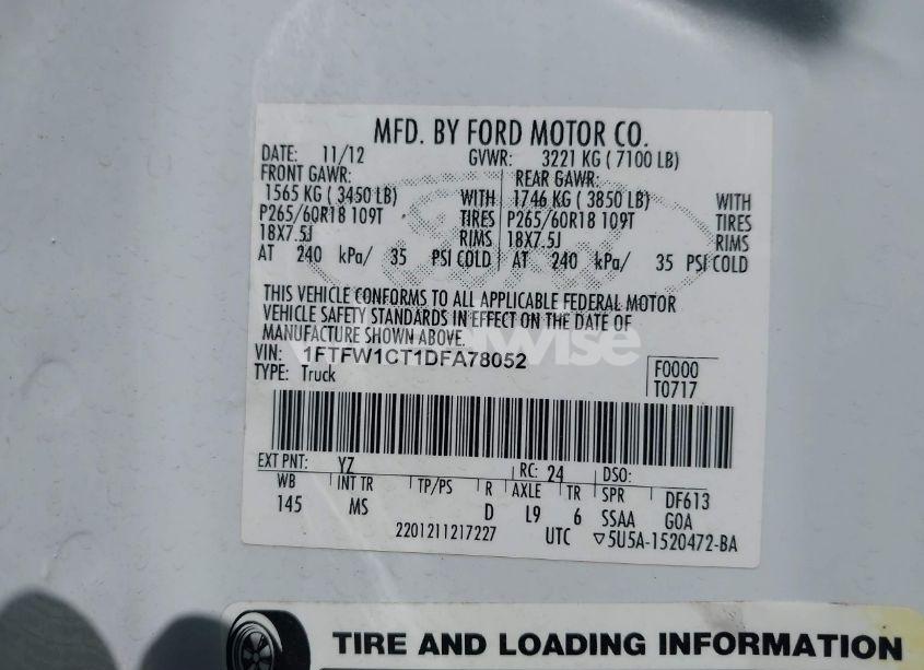 Photo 9 of 2013 Ford F-150 XLT (VIN 1FTFW1CT1DFA78052)