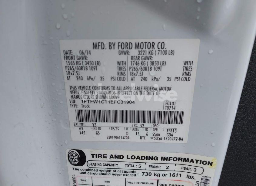 Photo 9 of 2014 Ford F-150 XLT (VIN 1FTFW1CT1EFC31904)