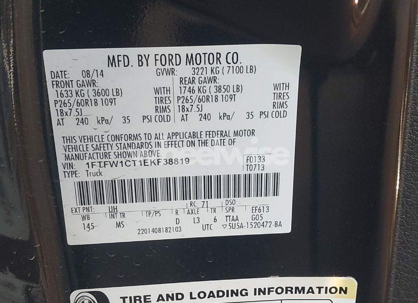 Photo 9 of 2014 Ford F-150 XLT (VIN 1FTFW1CT1EKF38819)