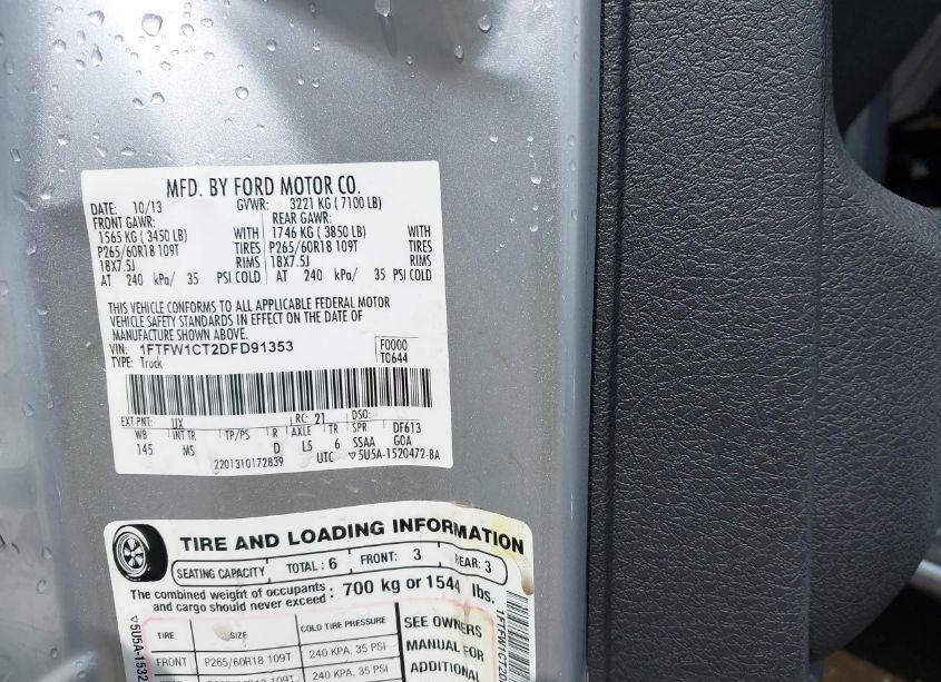 Photo 9 of 2013 Ford F-150 XLT (VIN 1FTFW1CT2DFD91353)