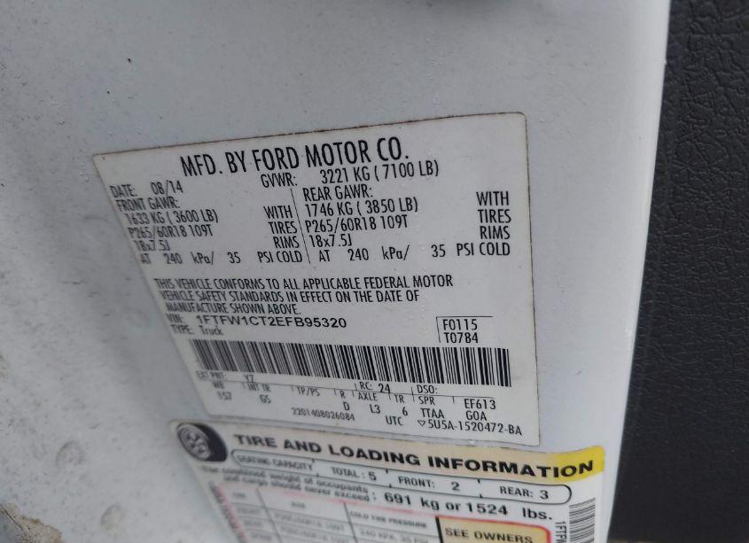 Photo 9 of 2014 Ford F-150 XLT (VIN 1FTFW1CT2EFB95320)