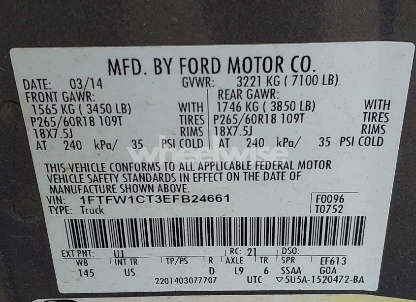 Photo 9 of 2014 Ford F-150 XLT (VIN 1FTFW1CT3EFB24661)