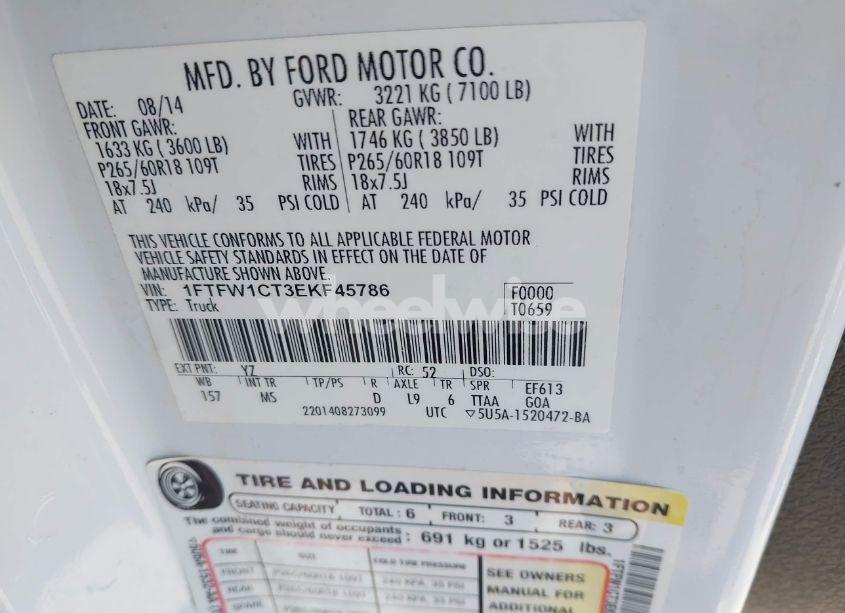 Photo 8 of 2014 Ford F-150 XLT (VIN 1FTFW1CT3EKF45786)