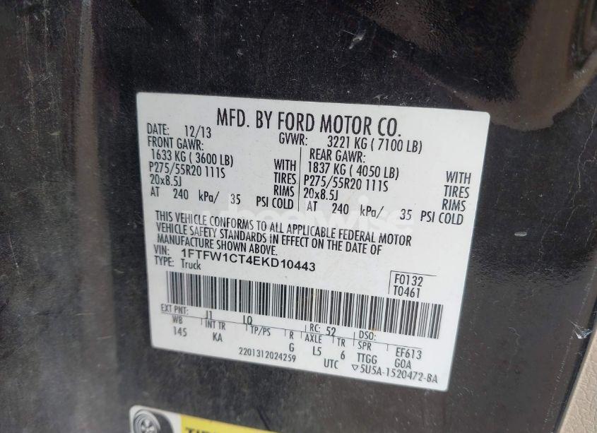 Photo 9 of 2014 Ford F-150 KING RANCH (VIN 1FTFW1CT4EKD10443)