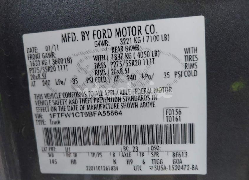 Photo 9 of 2011 Ford F-150 LARIAT (VIN 1FTFW1CT6BFA55864)