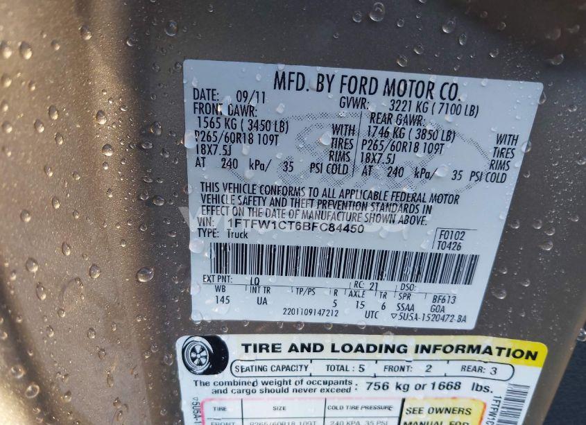 Photo 9 of 2011 Ford F-150 XLT (VIN 1FTFW1CT6BFC84450)