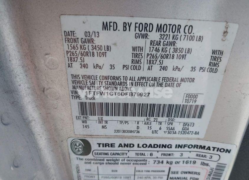 Photo 9 of 2013 Ford F-150 XLT (VIN 1FTFW1CT6DFB79927)