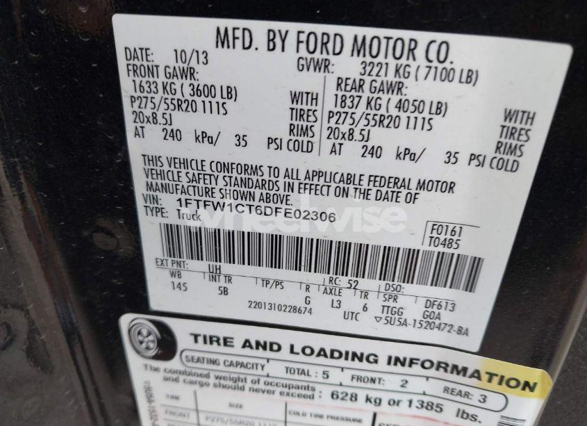 Photo 9 of 2013 Ford F-150 FX2 (VIN 1FTFW1CT6DFE02306)