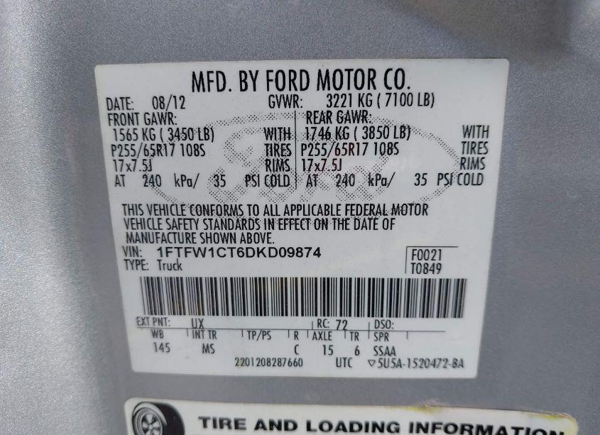 Photo 9 of 2013 Ford F-150 XLT (VIN 1FTFW1CT6DKD09874)