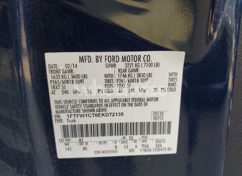 Photo 9 of 2014 Ford F-150 XLT (VIN 1FTFW1CT6EKD72135)