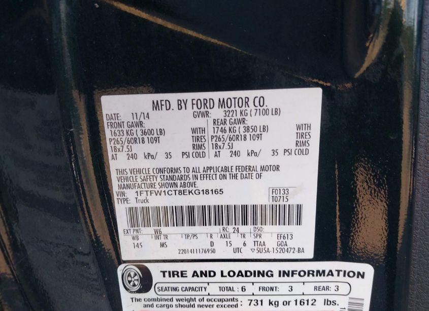 Photo 9 of 2014 Ford F-150 XLT (VIN 1FTFW1CT8EKG18165)