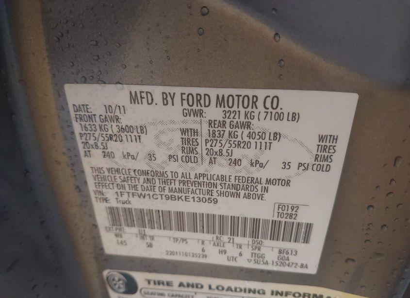 Photo 9 of 2011 Ford F-150 FX2 (VIN 1FTFW1CT9BKE13059)