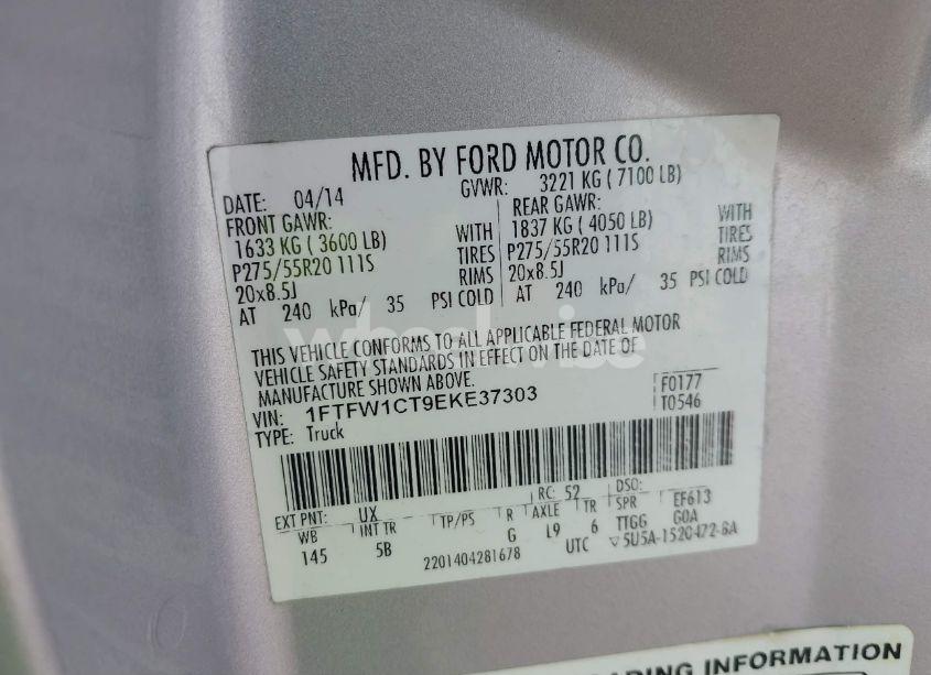 Photo 9 of 2014 Ford F-150 FX2 (VIN 1FTFW1CT9EKE37303)