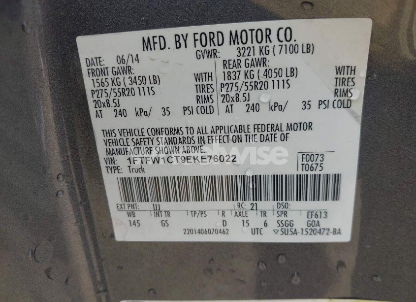 Photo 9 of 2014 Ford F-150 XLT (VIN 1FTFW1CT9EKE76022)