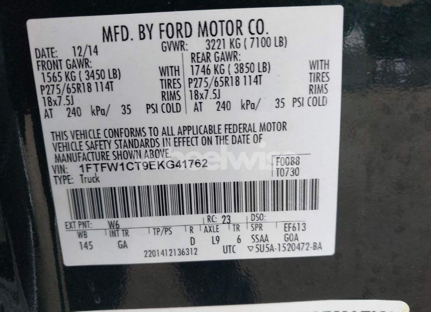 Photo 9 of 2014 Ford F-150 XLT (VIN 1FTFW1CT9EKG41762)