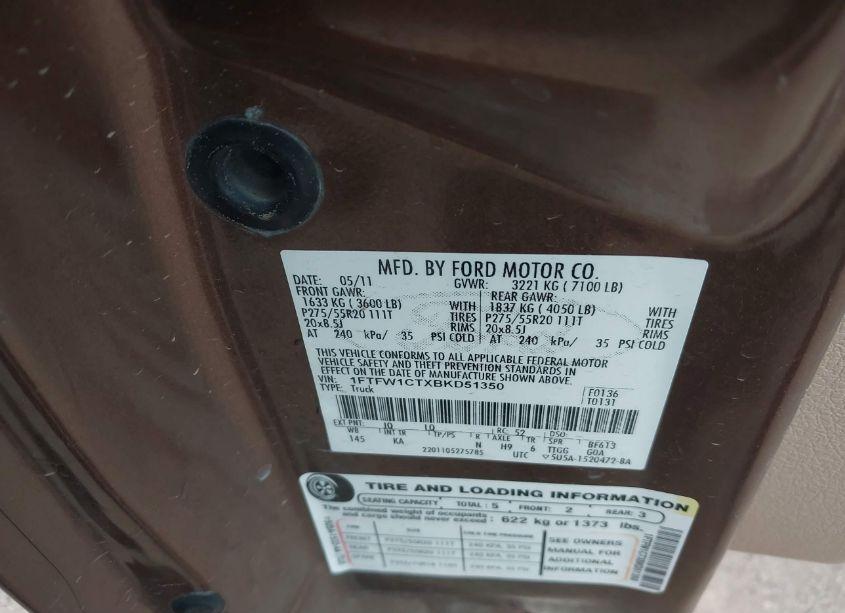 Photo 9 of 2011 Ford F-150 KING RANCH (VIN 1FTFW1CTXBKD51350)