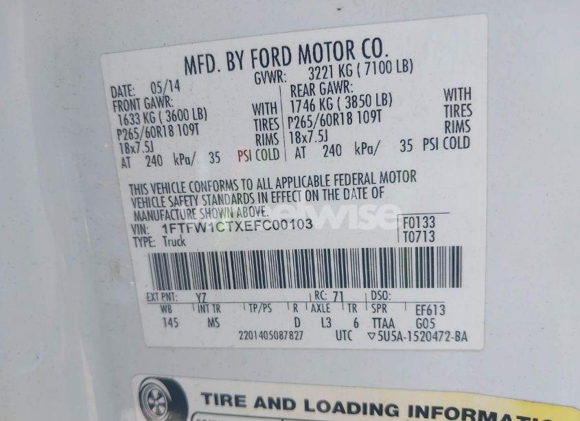 Photo 9 of 2014 Ford F-150 XLT (VIN 1FTFW1CTXEFC00103)