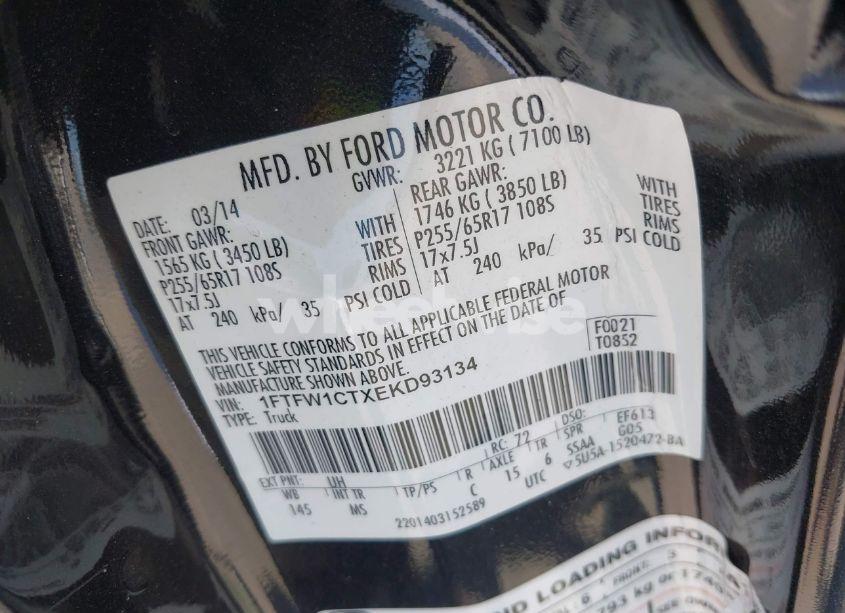 Photo 9 of 2014 Ford F-150 XLT (VIN 1FTFW1CTXEKD93134)