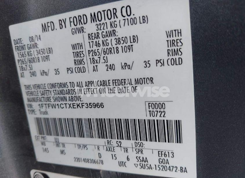 Photo 9 of 2014 Ford F-150 XLT (VIN 1FTFW1CTXEKF35966)