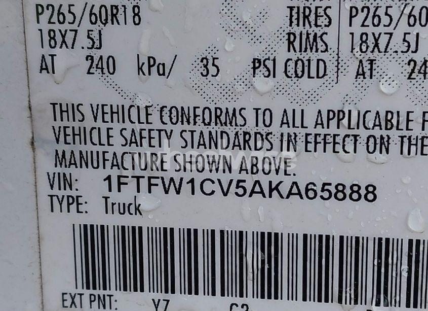 Photo 9 of 2010 Ford F-150 FX2 SPORT/HARLEY-DAVIDSON/KING RANCH/LARIAT/PLATINUM/XL/XLT (VIN 1FTFW1CV5AKA65888)