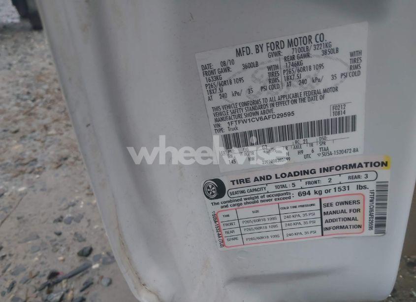 Photo 9 of 2010 Ford F-150 FX2 SPORT/HARLEY-DAVIDSON/KING RANCH/LARIAT/PLATINUM/XL/XLT (VIN 1FTFW1CV6AFD29595)