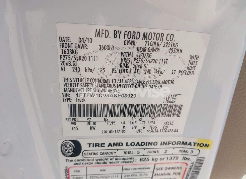 Photo 9 of 2010 Ford F-150 KING RANCH (VIN 1FTFW1CV8AKE03929)