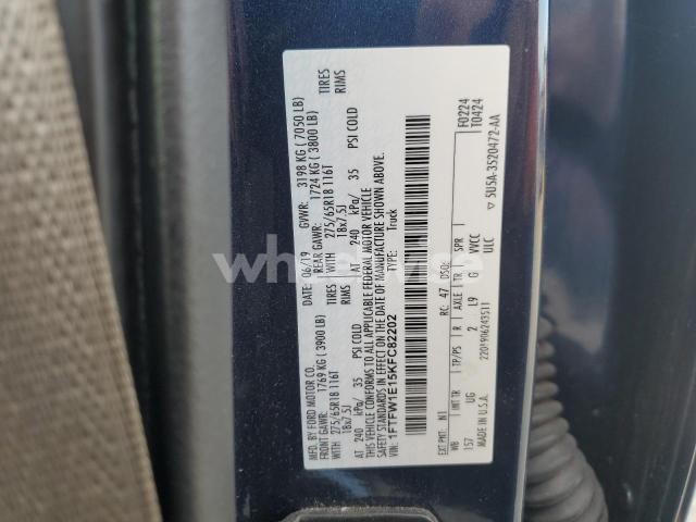 Photo 3 of 2019 FORD F150 SUPERCREW (VIN 1FTFW1E15KFC82202)