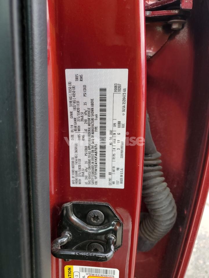 Photo 12 of 2019 FORD F150 SUPERCREW (VIN 1FTFW1E41KFA87076)