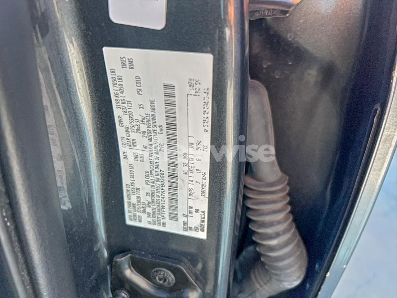 Photo 10 of 2019 FORD F150 SUPERCREW (VIN 1FTFW1E47KFB03507)