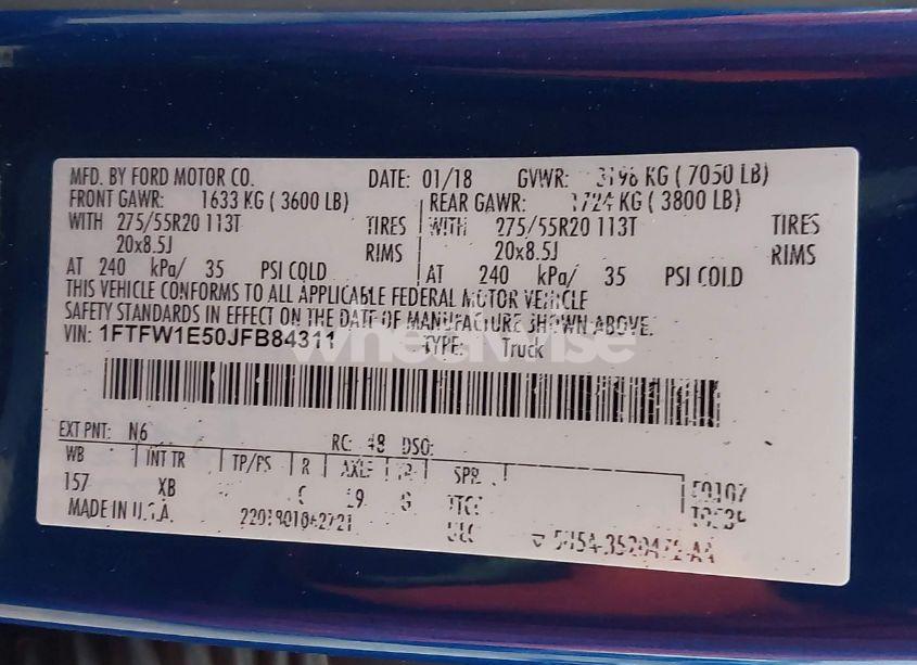 Photo 9 of 2018 Ford F-150 XLT (VIN 1FTFW1E50JFB84311)