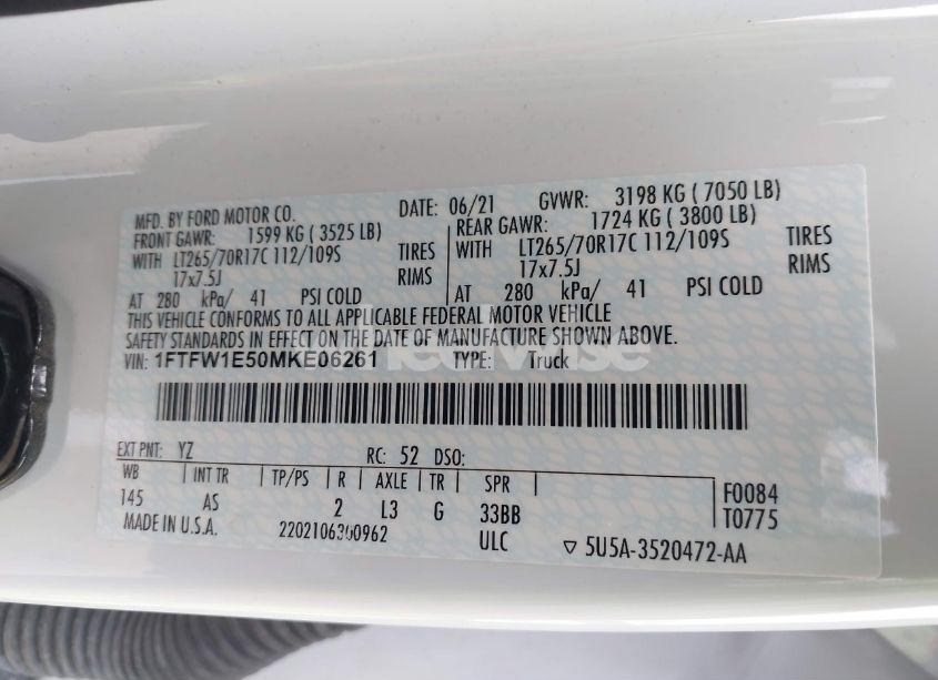 Photo 9 of 2021 Ford F-150 XL (VIN 1FTFW1E50MKE06261)