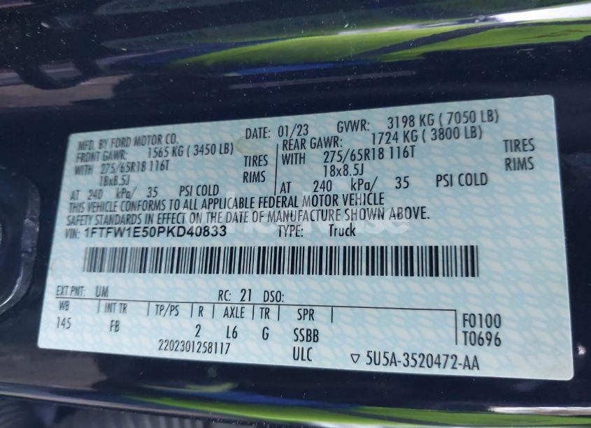 Photo 9 of 2023 Ford F-150 XLT (VIN 1FTFW1E50PKD40833)
