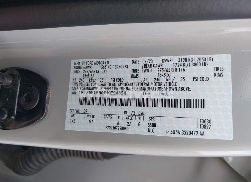 Photo 9 of 2023 Ford F-150 KING RANCH/LARIAT/PLATINUM/TREMOR/XL/XLT (VIN 1FTFW1E50PKE94894)