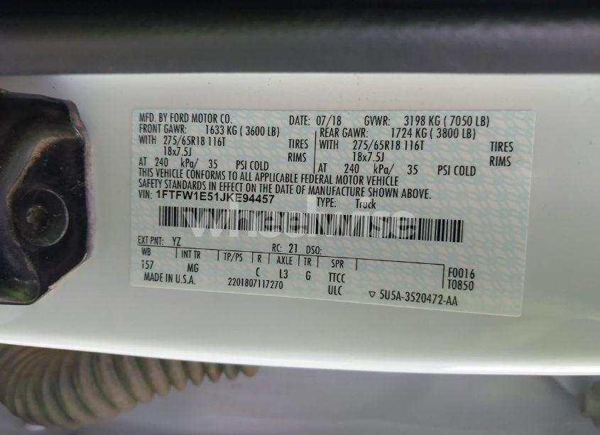 Photo 9 of 2018 Ford F-150 XLT (VIN 1FTFW1E51JKE94457)