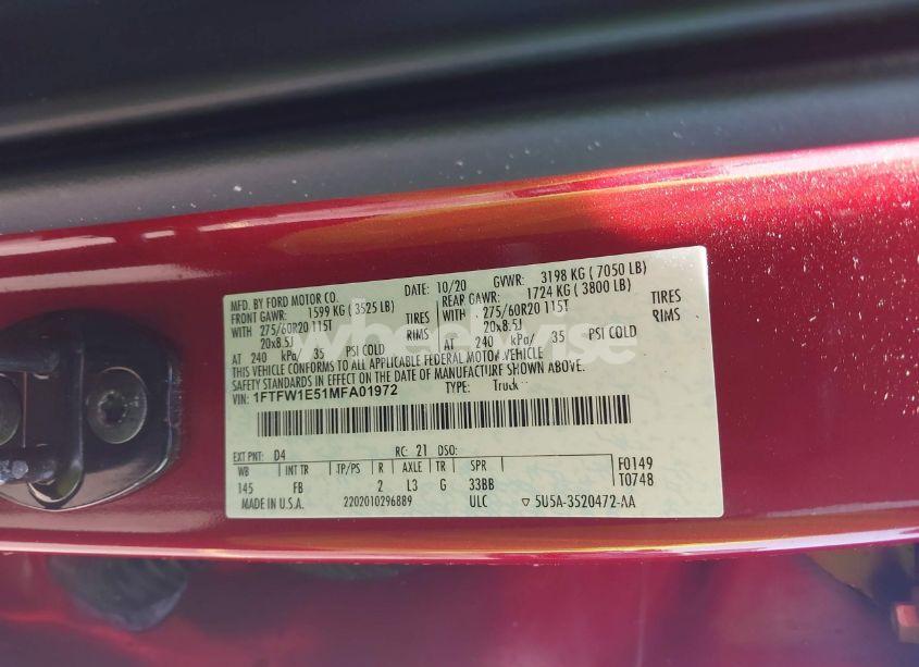 Photo 9 of 2021 Ford F-150 XLT (VIN 1FTFW1E51MFA01972)