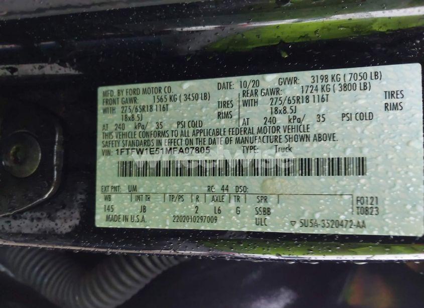 Photo 9 of 2021 Ford F-150 XL (VIN 1FTFW1E51MFA07805)