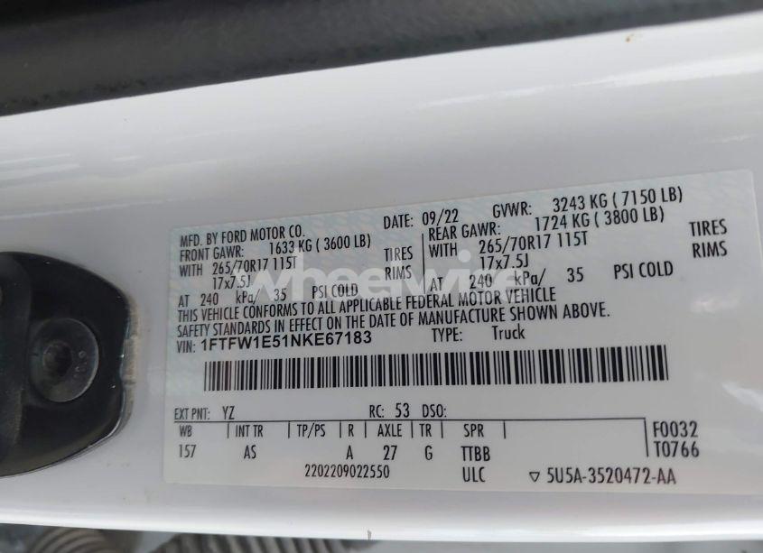 Photo 9 of 2022 Ford F-150 XL (VIN 1FTFW1E51NKE67183)