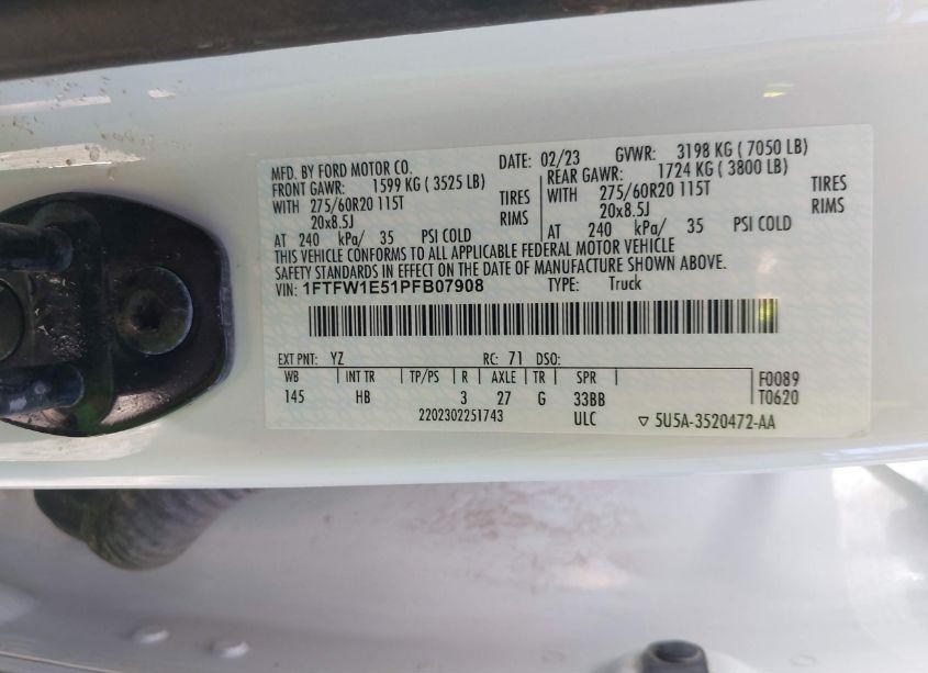 Photo 9 of 2023 Ford F-150 LARIAT (VIN 1FTFW1E51PFB07908)