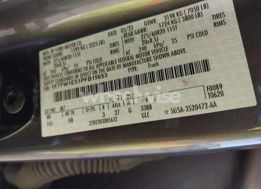 Photo 9 of 2023 Ford F-150 LARIAT (VIN 1FTFW1E51PFB15653)