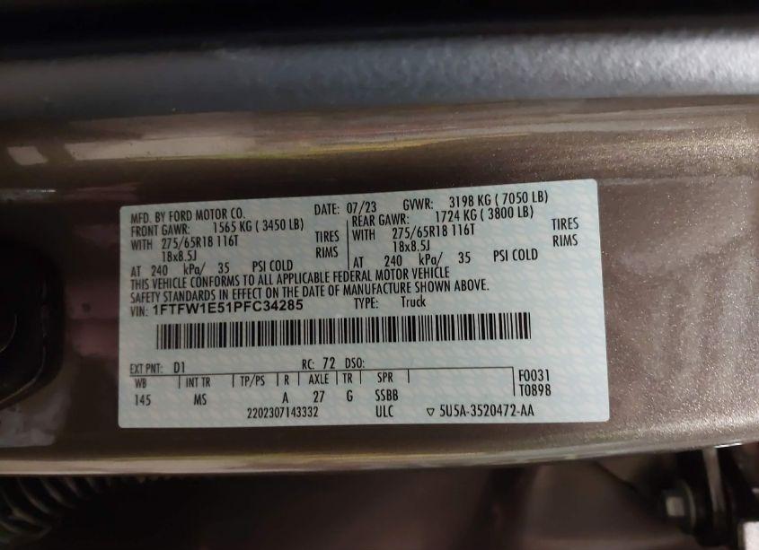 Photo 9 of 2023 Ford F-150 XLT (VIN 1FTFW1E51PFC34285)