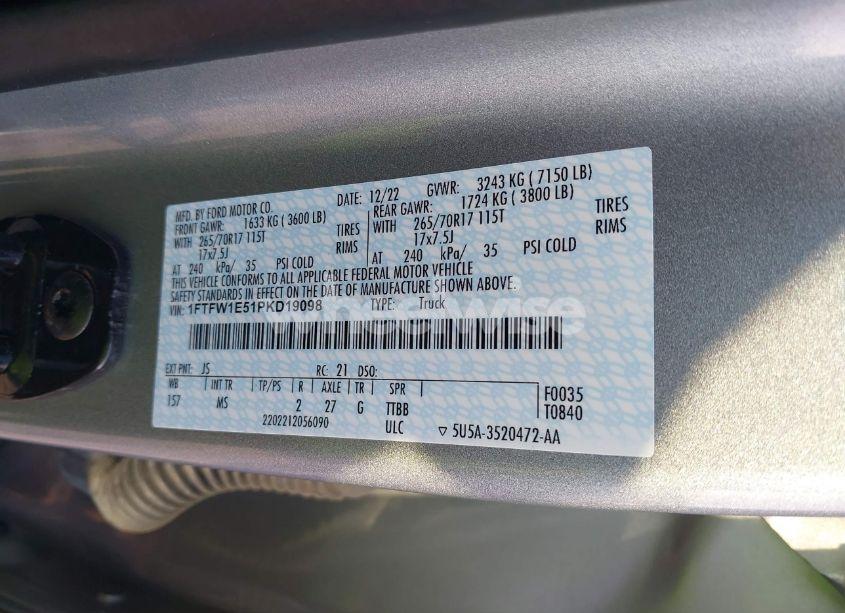 Photo 9 of 2023 Ford F-150 XLT (VIN 1FTFW1E51PKD19098)