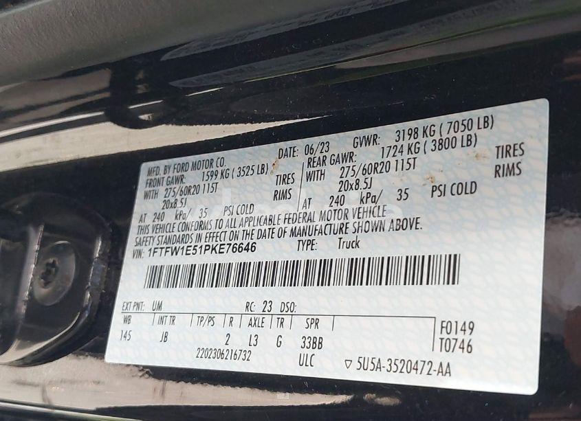 Photo 9 of 2023 Ford F-150 XL (VIN 1FTFW1E51PKE76646)