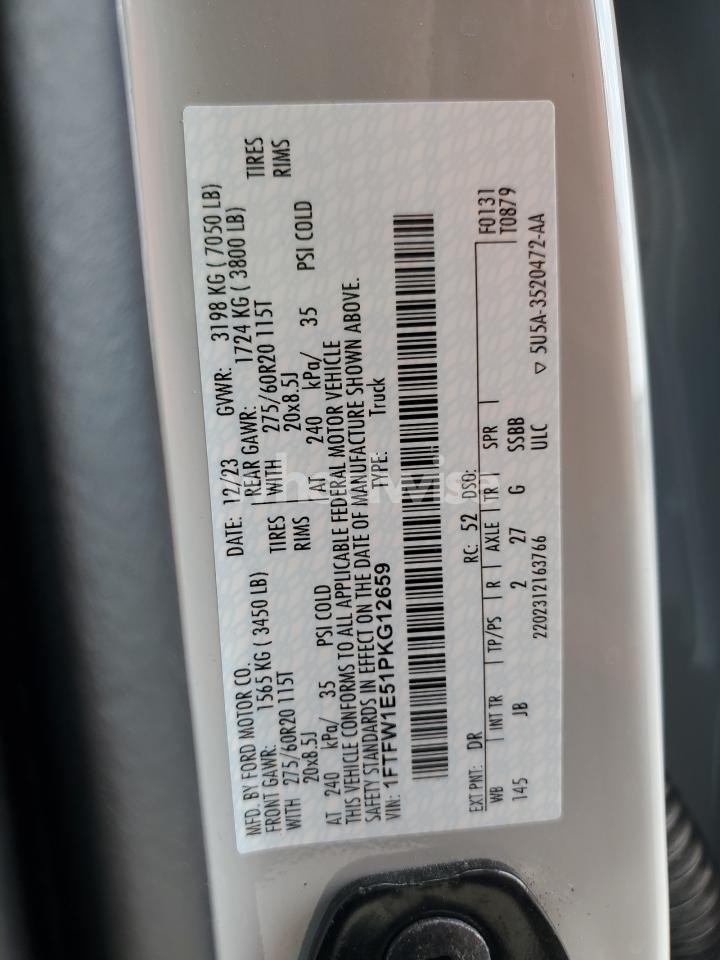 Photo 12 of 2023 FORD F150 SUPERCREW (VIN 1FTFW1E51PKG12659)