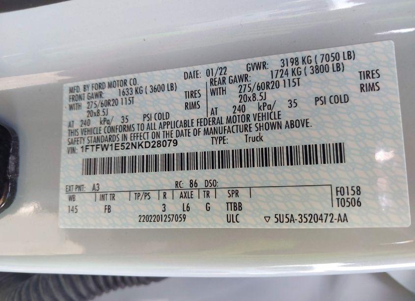 Photo 9 of 2022 Ford F-150 XLT (VIN 1FTFW1E52NKD28079)