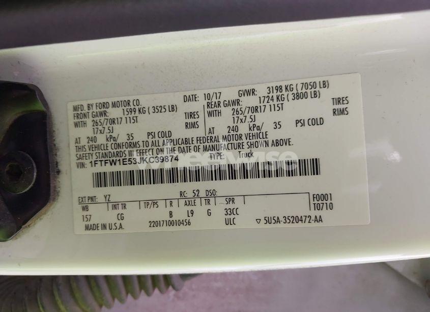 Photo 9 of 2018 Ford F-150 XL (VIN 1FTFW1E53JKC39874)