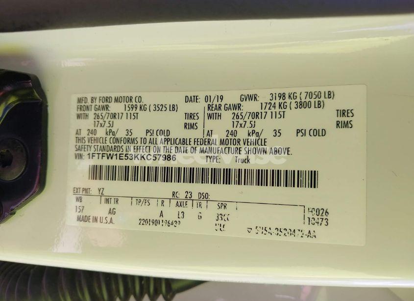 Photo 9 of 2019 Ford F-150 XL (VIN 1FTFW1E53KKC57986)