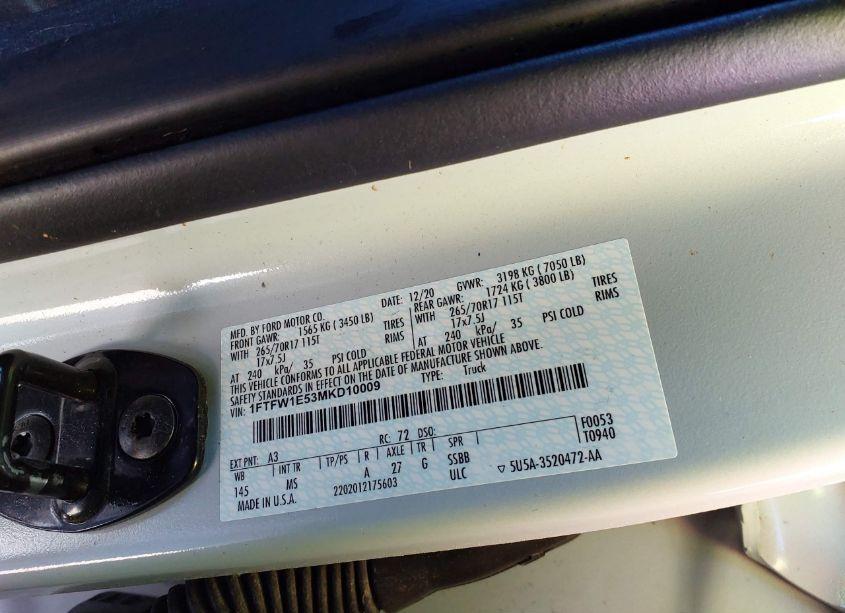 Photo 9 of 2021 Ford F-150 XLT (VIN 1FTFW1E53MKD10009)